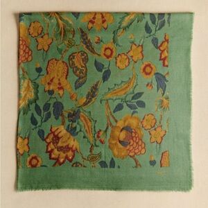 Sezane Sea Green Retro Flowers Pio Scarf NWOT